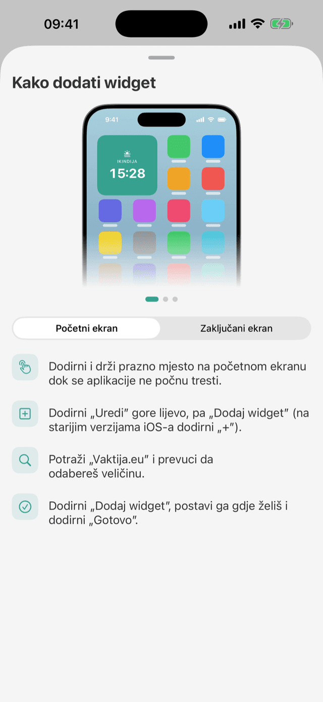 Vaktija na tvom početnom ekranu